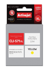 Activejet ACC-571YNX (Náhrada Canon CLI-571Y XL; Supreme; 12 ml; žlutá) Obrázok pre Activejet ACC-571YNX (Náhrada Canon CLI-571Y XL; Supreme; 12 ml; žlutá)