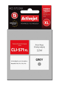 Activejet Inkoust ACC-571GNX (náhradní inkoust Canon CLI-571G XL; Supreme; 12 ml; šedý) Obrázok pre Activejet Inkoust ACC-571GNX (náhradní inkoust Canon CLI-571G XL; Supreme; 12 ml; šedý)
