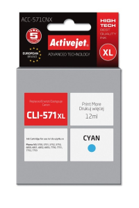 Activejet ACC-571CNX (náhradní inkoust Canon CLI-571C XL; Supreme; 12 ml; modrý) Obrázok pre Activejet ACC-571CNX (náhradní inkoust Canon CLI-571C XL; Supreme; 12 ml; modrý)