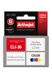 Activejet ACC-36N (Náhrada Canon CLI-36; Supreme; 12,5 ml; barevný) Obrázok pre Activejet ACC-36N (Náhrada Canon CLI-36; Supreme; 12,5 ml; barevný)