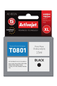 Activejet Inkoust AE-801N (náhrada za Epson T0801; Supreme; 15 ml; černý) Obrázok pre Activejet Inkoust AE-801N (náhrada za Epson T0801; Supreme; 15 ml; černý)