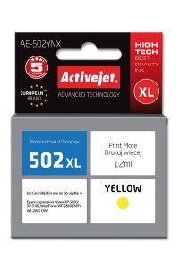 Obrázok pre Activejet Inkoust AE-502YNX (náhradní inkoust Epson 502XL W44010; Supreme; 12 ml; žlutý)