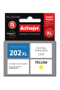 Obrázok pre Activejet Inkoust AE-202YNX (náhradní inkoust Epson 202XL H44010; Supreme; 12 ml; žlutý)