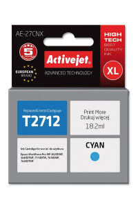 Obrázok pre Activejet Inkoust AE-27CNX (náhradní inkoust Epson 27XL T2712; Supreme; 18 ml; modrý)