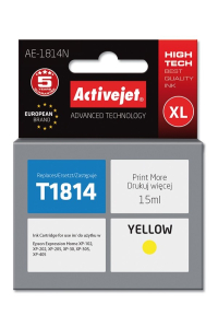 Obrázok pre Activejet Inkoust AE-1814N (náhradní inkoust Epson 18XL T1814; Supreme; 15 ml; žlutý)