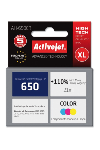 Obrázok pre Activejet AH-650CR Inkoust (náhrada za HP 650 CZ102AE; Premium; 21 ml; barevný)
