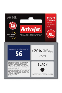 Activejet Inkoust AH-56R (náhradní inkoust HP 56 C6656A; Premium; 25 ml; černý) Obrázok pre Activejet Inkoust AH-56R (náhradní inkoust HP 56 C6656A; Premium; 25 ml; černý)