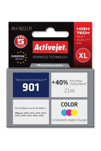 Activejet AH-901CR Inkoust (náhrada za HP 901 CC656AE; Premium; 21 ml; barevný) Obrázok pre Activejet AH-901CR Inkoust (náhrada za HP 901 CC656AE; Premium; 21 ml; barevný)