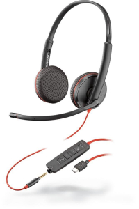 Obrázok pre HP Poly Stereofonní headset Poly Blackwire 3225 USB-C + 3,5mm konektor + adaptér USB-C/A (sada)