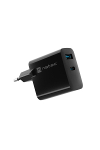 Obrázok pre NATEC RIBERA GAN CHARGER 1x USB-A + 1x USB-C 45W ČERNÁ