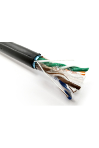 Kabel instalacyjny zewnętrzny żelowany DIGITUS kat.6, F/UTP, AWG 23/1, PE, 305m, czarny, szpula Obrázok pre Kabel instalacyjny zewnętrzny żelowany DIGITUS kat.6, F/UTP, AWG 23/1, PE, 305m, czarny, szpula