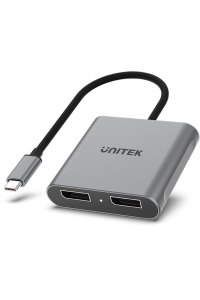 Obrázok pre UNITEK V1404A adaptér k video kabelům 0,15 m USB typu C 2 x DisplayPort Šedá