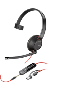 Obrázok pre HP Poly Monaurální headset Poly Blackwire 5210 USB-C + 3,5mm konektor + adaptér USB-C/A