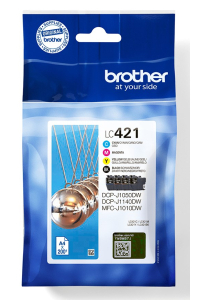 Obrázok pre Brother LC-421VAL PagePack 4 kusů Originální Standardní výtěžnost Černá, Azurová, Purpurová, Žlutá