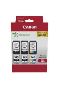 Canon 8286B013 inkoustová náplň 3 kusů Originální Vysoká (XL) výtěžnost Černá, Azurová, Purpurová, Žlutá Obrázok pre Canon 8286B013 inkoustová náplň 3 kusů Originální Vysoká (XL) výtěžnost Černá, Azurová, Purpurová, Žlutá