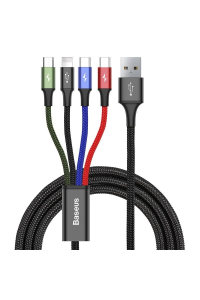 Kabel USB Baseus Fast 4v1 2xUSB-C / Lightning / Micro 3,5A 1,2 m (černý) Obrázok pre Kabel USB Baseus Fast 4v1 2xUSB-C / Lightning / Micro 3,5A 1,2 m (černý)
