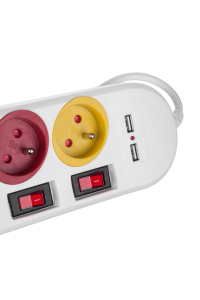 Napájecí lišta Maclean, prodlužovací kabel se 4 zásuvkami + 2xUSB, s přepínači, 250VAC/10A, 2,1A 5V, 1,5 m, bílá, MCE229 W Obrázok pre Napájecí lišta Maclean, prodlužovací kabel se 4 zásuvkami + 2xUSB, s přepínači, 250VAC/10A, 2,1A 5V, 1,5 m, bílá, MCE229 W