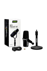 Shure MV7+-K-BNDL - řečnický pultík/hlasový mikrofon s konektorem XLR/USB-C, černý + stolní stojan GATOR Obrázok pre Shure MV7+-K-BNDL - řečnický pultík/hlasový mikrofon s konektorem XLR/USB-C, černý + stolní stojan GATOR
