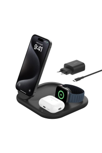 Belkin BoostCharge Sluchátka, Chytrý telefon, Chytré hodinky Černá USB Bezdrátové nabíjení Rychlé nabíjení Vnitřní Obrázok pre Belkin BoostCharge Sluchátka, Chytrý telefon, Chytré hodinky Černá USB Bezdrátové nabíjení Rychlé nabíjení Vnitřní