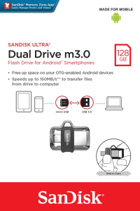 Obrázok pre SanDisk Ultra Dual m3.0 USB paměť 128 GB USB Type-A / Micro-USB 3.2 Gen 1 (3.1 Gen 1) Černá, Stříbrná, Průhledná