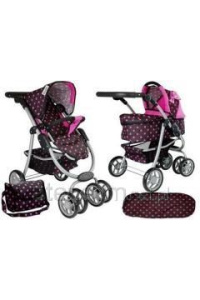 2-in-1 stroller with bag Carrycot black-pink 7706 Lean Toys Obrázok pre 2-in-1 stroller with bag Carrycot black-pink 7706 Lean Toys