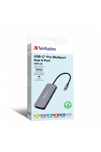 Verbatim CMH-09 USB typu C 10000 Mbit/s Stříbrná Obrázok pre Verbatim CMH-09 USB typu C 10000 Mbit/s Stříbrná