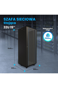 Obrázok pre Extralink Racková skříň 32U 800x800 Černá stojící