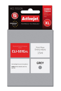 Obrázok pre Activejet Inkoust ACC-551GN (náhradní inkoust Canon CLI-551G; Supreme; 15 ml; šedý)