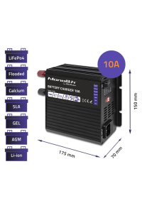 Qoltec 51958 Chytrá nabíječka Monolith pro LiFePO4 AGM GEL SLA baterie | 10A | 12V Obrázok pre Qoltec 51958 Chytrá nabíječka Monolith pro LiFePO4 AGM GEL SLA baterie | 10A | 12V