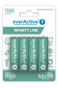 Obrázok pre Nabíjecí baterie everActive Ni-MH R6 AA 1100 mAh Infinity Line - 4 kusy
