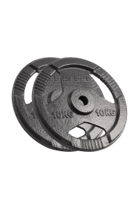 Cast iron weight set 2x10kg, bore 31mm, disc with handles, REBEL ACTIVE Obrázok pre Cast iron weight set 2x10kg, bore 31mm, disc with handles, REBEL ACTIVE