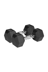 Obrázok pre Rubberized cast iron dumbbells HEX 2x9 kg REBEL ACTIVE