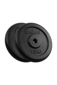 Cast iron weight set 2x15kg, bore 31mm, classic disc, REBEL ACTIVE Obrázok pre Cast iron weight set 2x15kg, bore 31mm, classic disc, REBEL ACTIVE