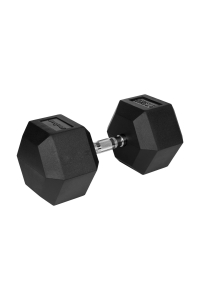 Rubberized cast iron dumbbell HEX 37.5 kg REBEL ACTIVE Obrázok pre Rubberized cast iron dumbbell HEX 37.5 kg REBEL ACTIVE