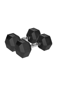 Obrázok pre Rubberized cast iron dumbbells HEX 2x12.5 kg REBEL ACTIVE