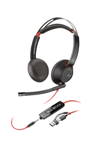 Obrázok pre HP Poly Stereofonní headset Poly Blackwire 5220 USB-C + 3,5mm konektor + adaptér USB-C/A (sada)