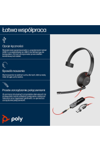 Obrázok pre HP Poly Monaurální headset Poly Blackwire 5210 USB-C + 3,5mm konektor + adaptér USB-C/A (sada)
