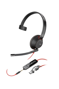 Obrázok pre HP Poly Monaurální headset Poly Blackwire 5210 USB-C + 3,5mm konektor + adaptér USB-C/A (sada)