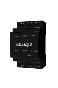Shelly Pro 3 napěťové relé Černá Obrázok pre Shelly Pro 3 napěťové relé Černá