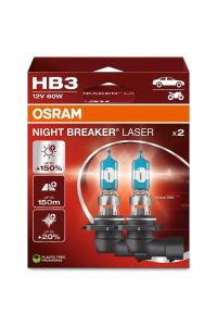 Bulb (Set of 2) HB3 12V 60W P20D Up To 150m. Light Beam Length, Up To 150% More Brightness, Up To 20% Whiter Light Night Breaker Laser, White Obrázok pre Bulb (Set of 2) HB3 12V 60W P20D Up To 150m. Light Beam Length, Up To 150% More Brightness, Up To 20% Whiter Light Night Breaker Laser, White