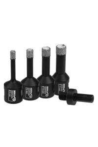 Set of diamond hole saws 6, 8, 10, 12mm + adapter Obrázok pre Set of diamond hole saws 6, 8, 10, 12mm + adapter