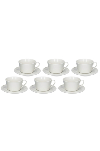 Obrázok pre Set of 6 Bosco Tea Cups with Saucer - White, 180 ml