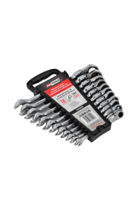 Obrázok pre Wrench set, double-ended, with ratchet, joint, 12p