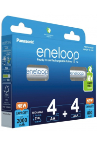 Obrázok pre Dobíjecí baterie PANASONIC ENELOOP 4x AA 2000 mAh + 4x AAA 800 mAh 8 szt (BK-3MCDE+4MCDE/8CP)
