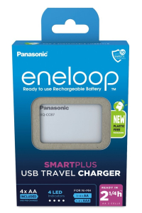 Nabíječka baterií PANASONIC Eneloop Smartplus BQ-CC87 + 4x AA 2000 mAh (K-KJ87MCD40USB) Obrázok pre Nabíječka baterií PANASONIC Eneloop Smartplus BQ-CC87 + 4x AA 2000 mAh (K-KJ87MCD40USB)