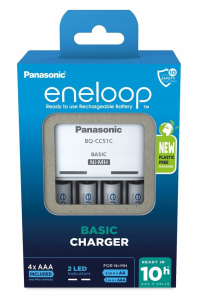 Obrázok pre Nabíječka baterií PANASONIC Eneloop Basic BQ-CC51 + 4x AAA 800 mAh (K-KJ51MCD04E)