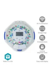 Pill dispenser Nedis SmartLife with 28 compartments, 9 reminders in White Obrázok pre Pill dispenser Nedis SmartLife with 28 compartments, 9 reminders in White