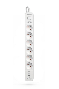 Napájecí lišta KERG s jističem - 6 zásuvky 3USB 16A 1,5 m Obrázok pre Napájecí lišta KERG s jističem - 6 zásuvky 3USB 16A 1,5 m