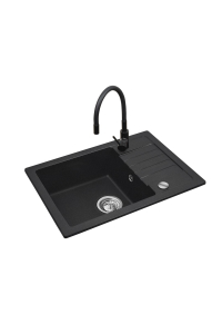 Černý dřez s flexi baterií - MAIDSINKS BALI dřez (62x44) 1B1D černý + baterie Flessi Black Edition Obrázok pre Černý dřez s flexi baterií - MAIDSINKS BALI dřez (62x44) 1B1D černý + baterie Flessi Black Edition