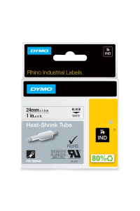 DYMO RHINO - plochá smršťovací bužírka 24 mm x 1,5 m, černá na bílé Obrázok pre DYMO RHINO - plochá smršťovací bužírka 24 mm x 1,5 m, černá na bílé